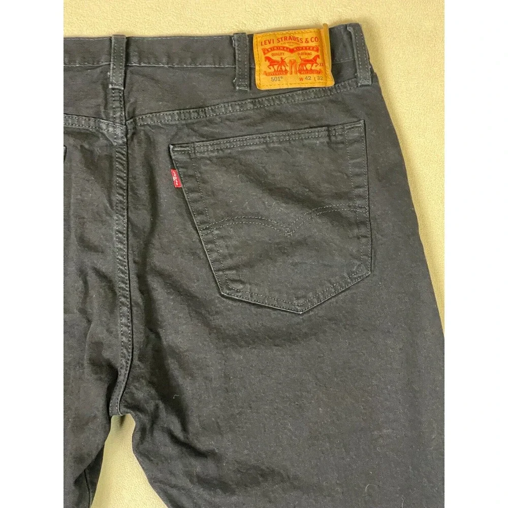 Levis Jeans Mens 42x32 Black 501‎ XX Denim Button Fly Casual Straight Adult